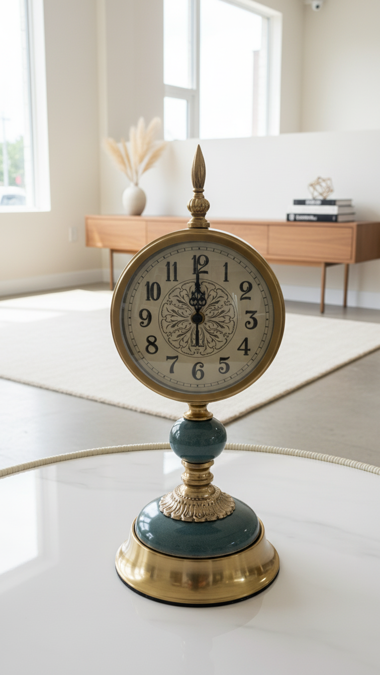 Часовник „Victoria“ — Винтидж настолен часовник със златни акценти (40 × 16 × 7 см)